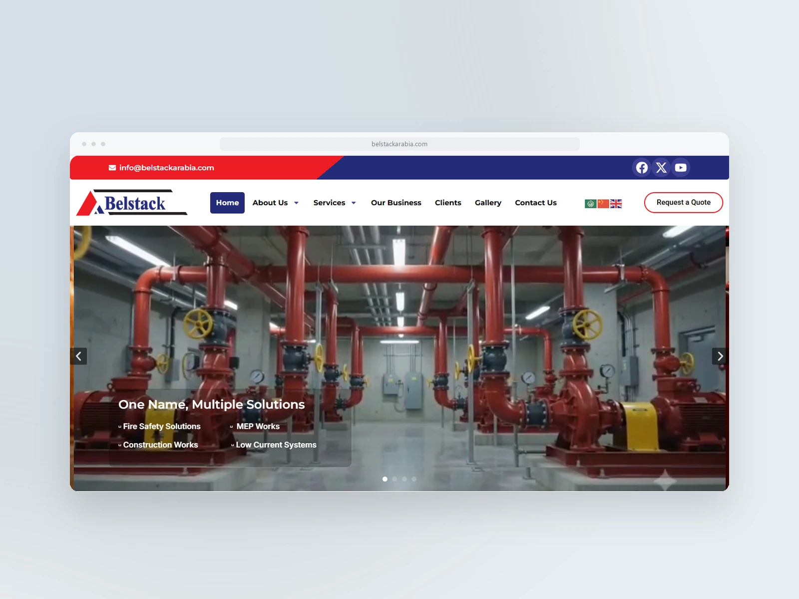 موقع Belstack Arabia لخدمات الحماية من الحريق والمقاولات