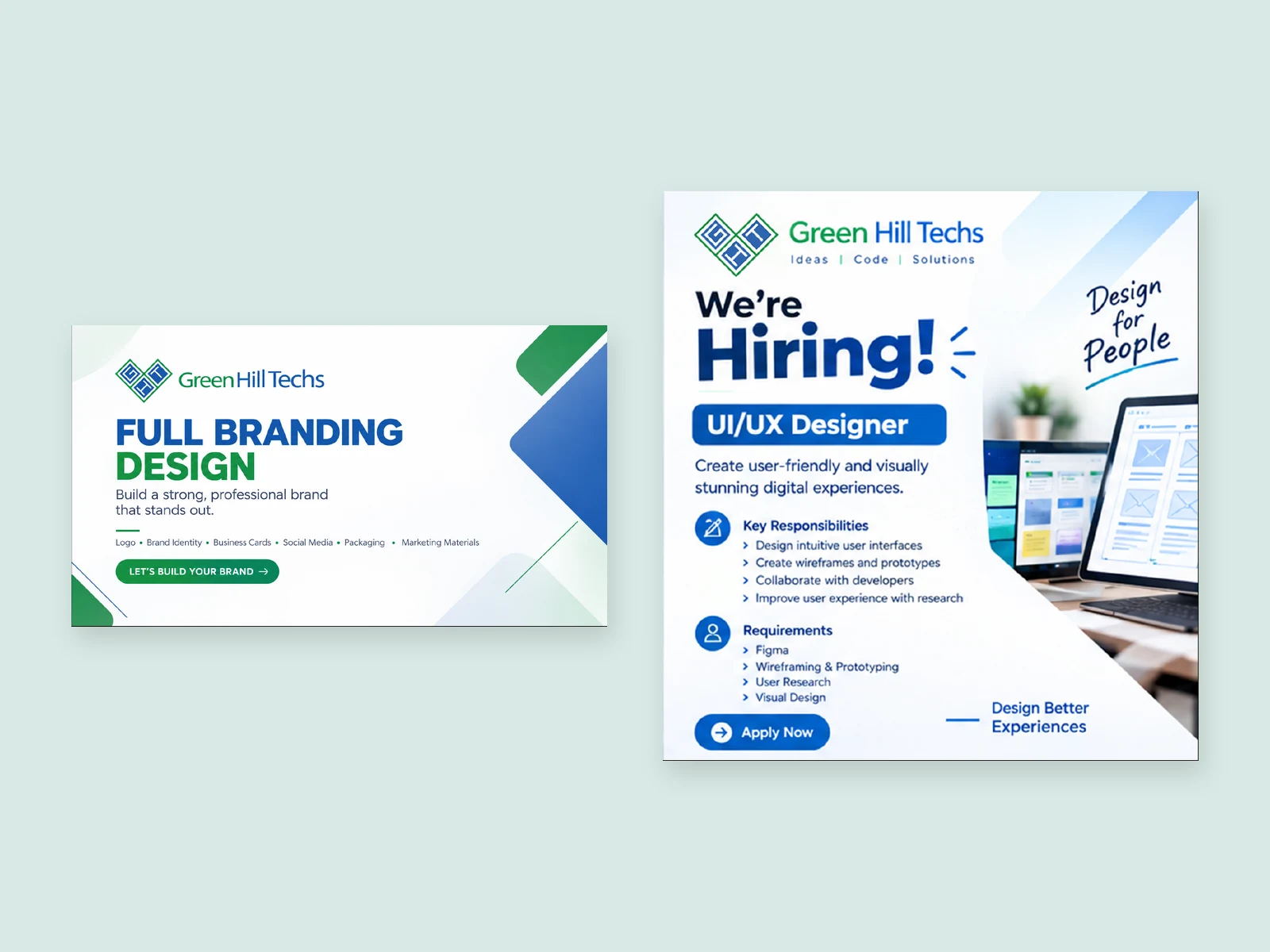 Green Hills Tech — الهوية والشعارات · التصاميم الاجتماعية